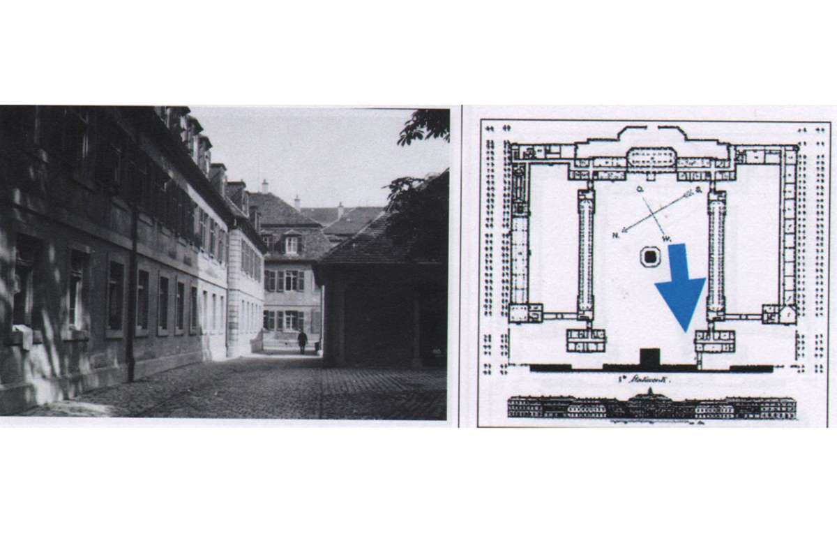 Links liegt der Planie-Innenflügel ebenfalls mit einstigen Schlafsälen, vorne das Wohnhaus von Intendant Seeger.