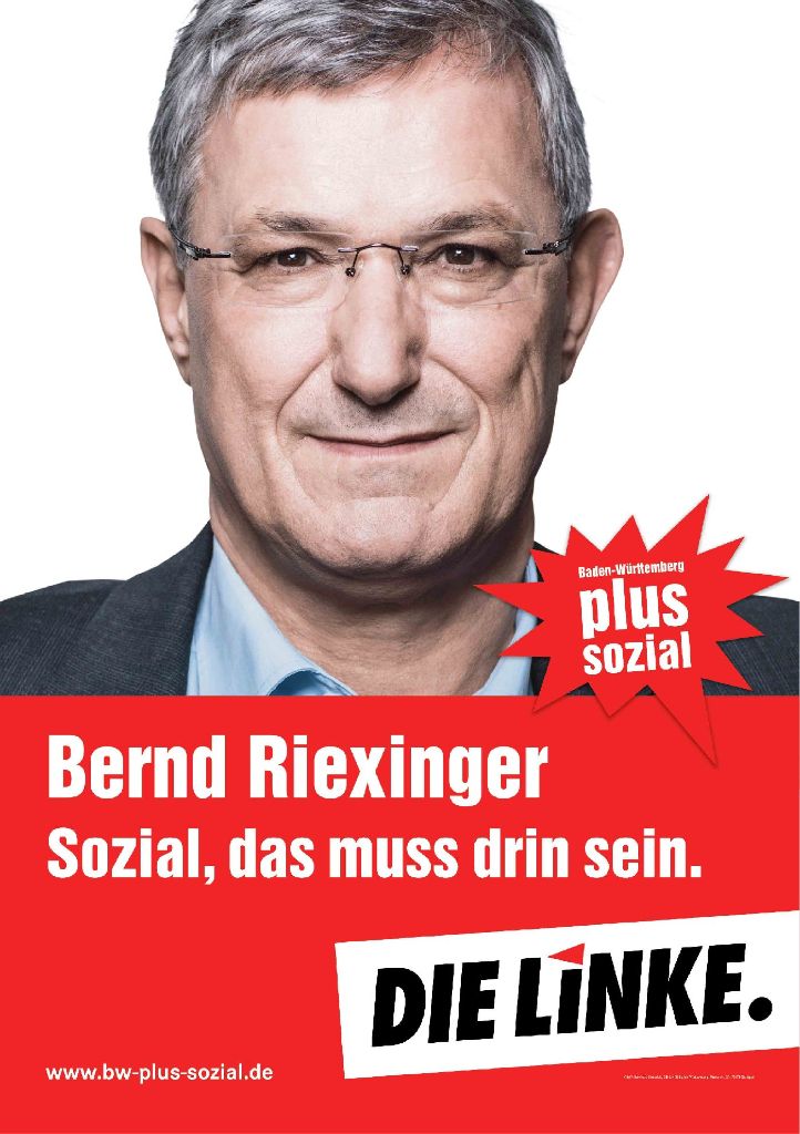 Wahlplakat mit dem Spitzenkandidat der Linken, Bernd Riexinger