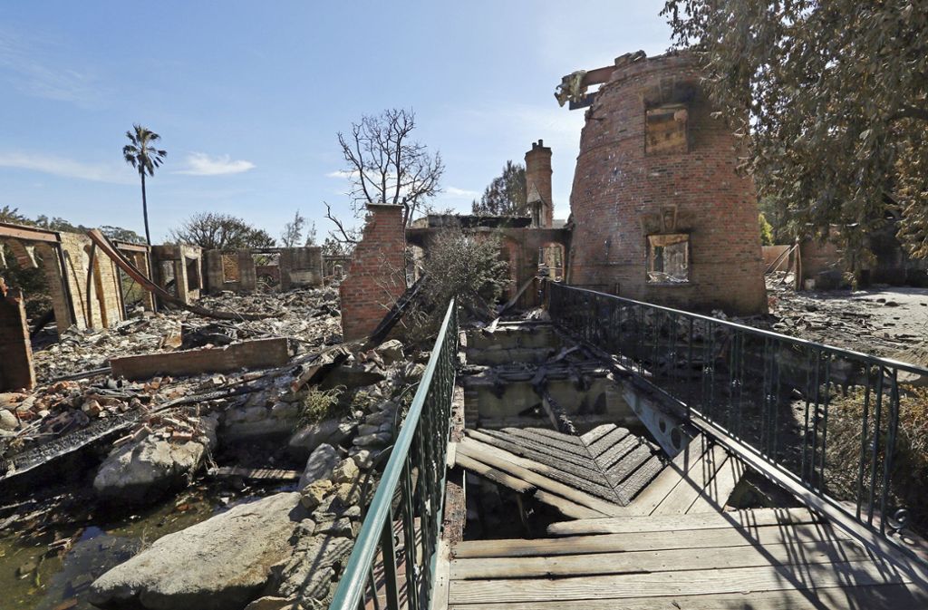 Malibu, Kalifornien: die ausgebrannten Überreste des Anwesens von Thomas Gottschalk.