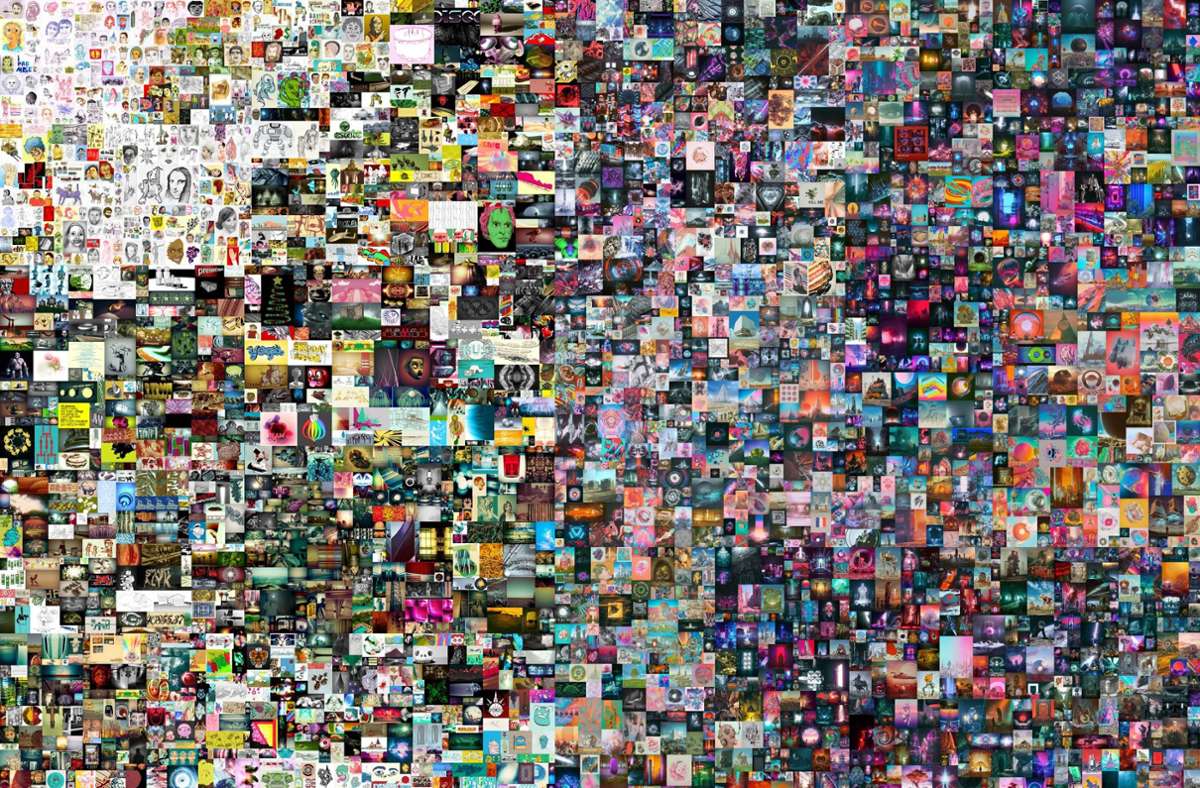 Ausschnitt aus der Collage „Everydays“ von Mike Winkelmann; im NFT-Bereich hat sie bei einer Auktion die Rekordsumme erzielt und für fast 70 Millionen Dollar den Besitzer gewechselt.