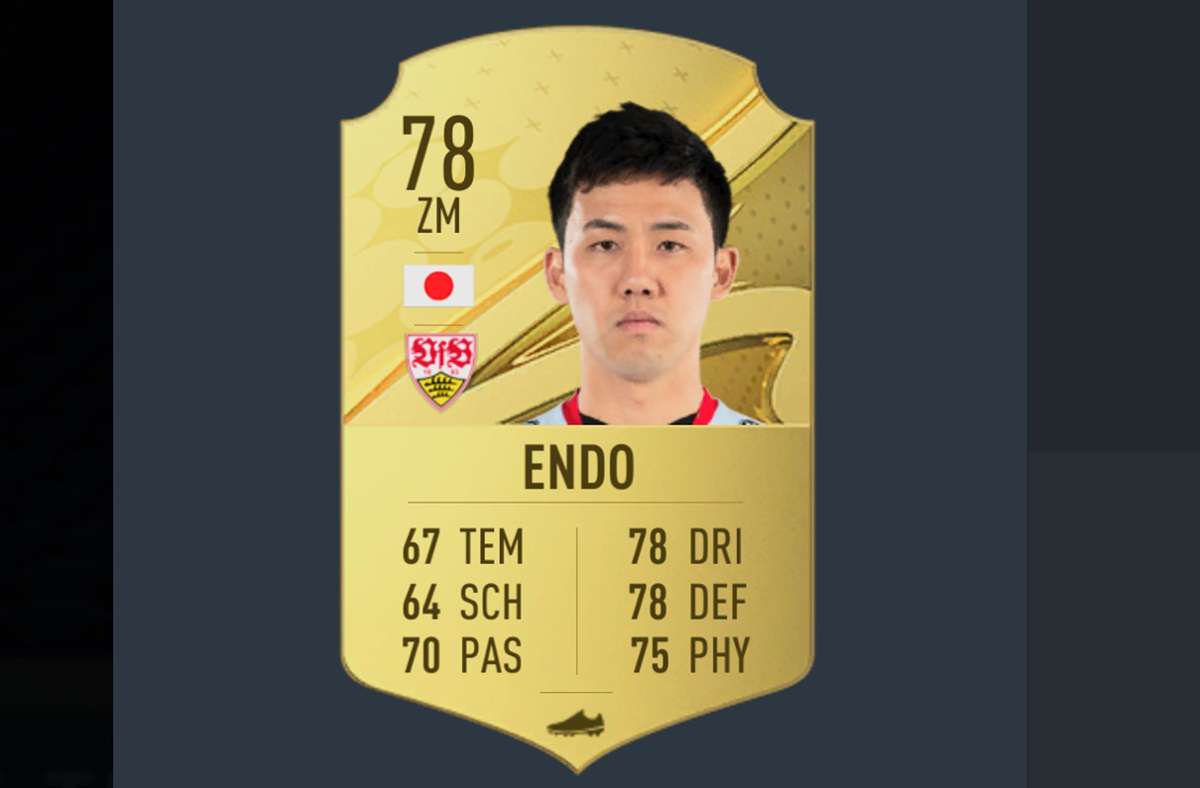 Wataru Endo ist mit einem Wert von 78 einer der besten Spieler im VfB-Kader von Fifa 23. Er punktet mit Dribbelstärke und Defensivfähigkeiten. Seine Spezialfähigkeit sind Grätschen.