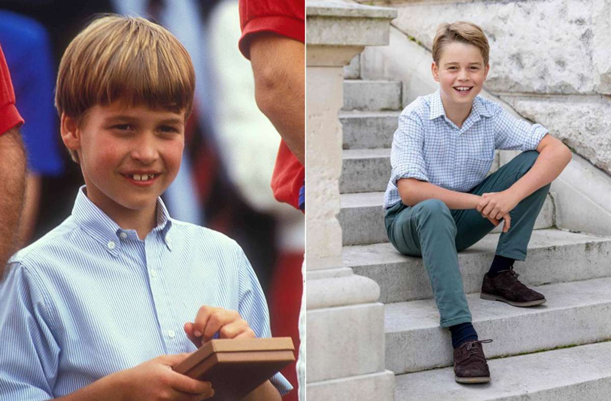 Die Topffrisur ist heute passé, aber sonst ist die Ähnlichkeit frappierend: Prinz William (links) im ähnlichen Alter wie Prinz George.
