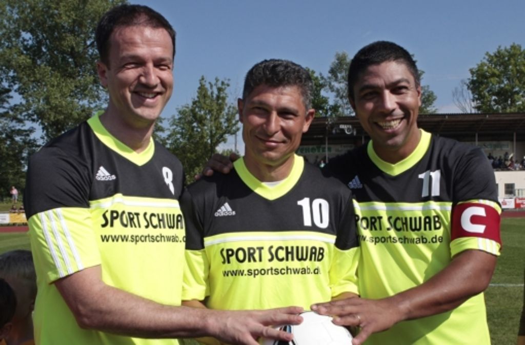 Mit diesen Leuten wurde Bobic bekannt: Zusammen mit Krassimir Balakov (Mitte) und Giovane Elber (rechts) bildete er das „Magische Dreieck“ beim VfB Stuttgart Mitte der 90er.
