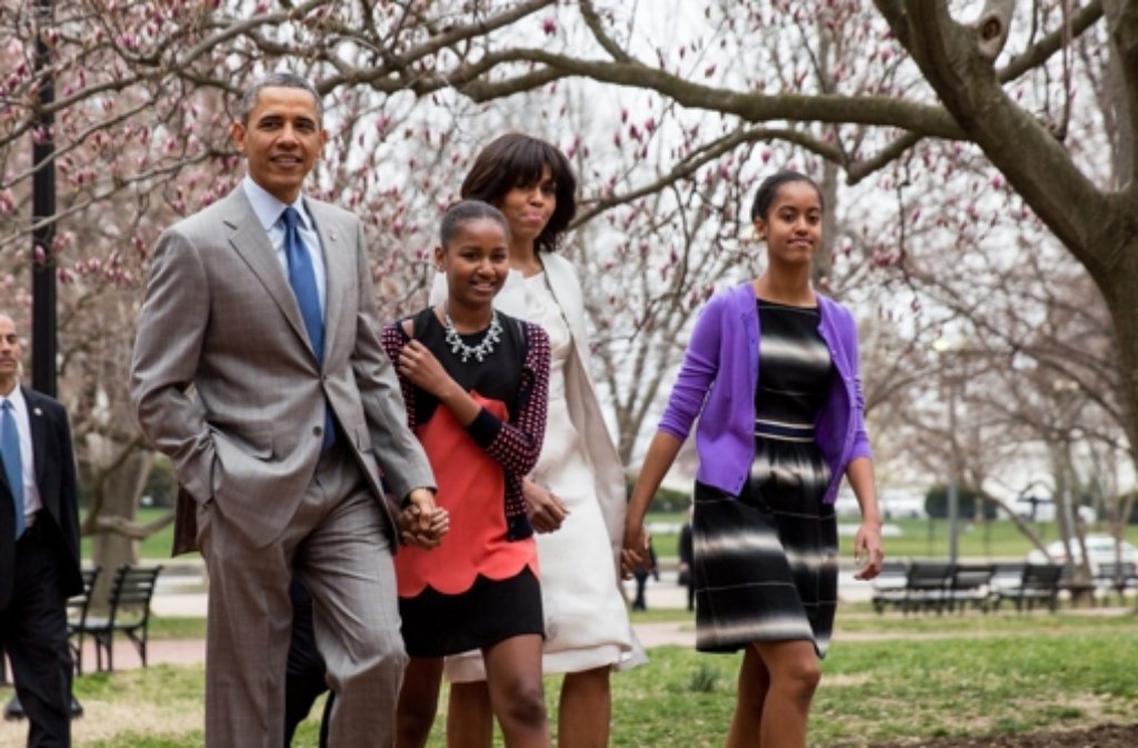 US-Präsident Barack Obama und seine Frau Michelle mit den Töchtern Malia und Sasha Foto: dpa