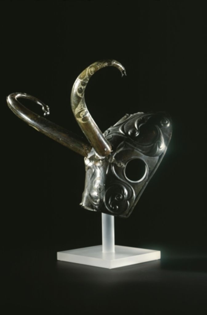 Dieser keltische Helm aus Bronze wurde zwischen 1820 und 1829 in Schottland gefunden. Er stammt vermutlich aus der Latène-Zeit.