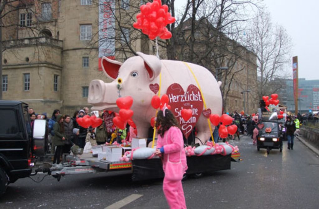 Schweinisch viel Spaß machte der Faschingsumzug in der Stuttgarter Innenstadt.