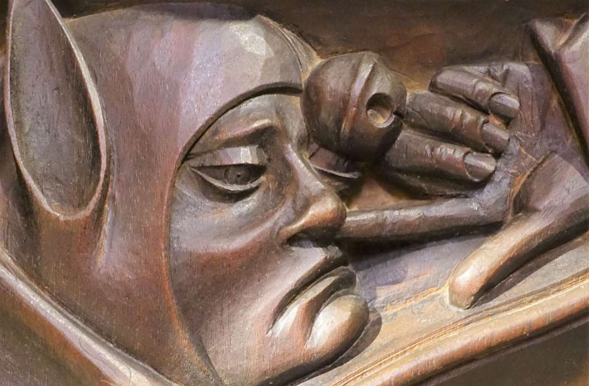 Befremdlich im Chorgestühl der Kathedrale von León: ein Nasenpopler