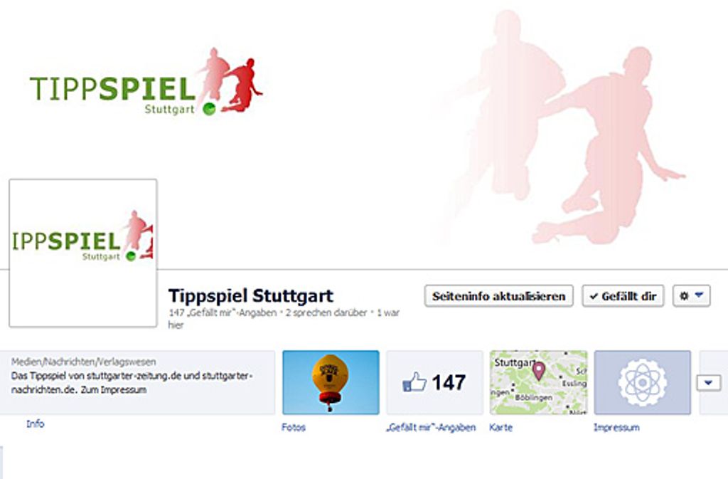 Der Facebook-Auftritt vom Tippspiel Stuttgart.