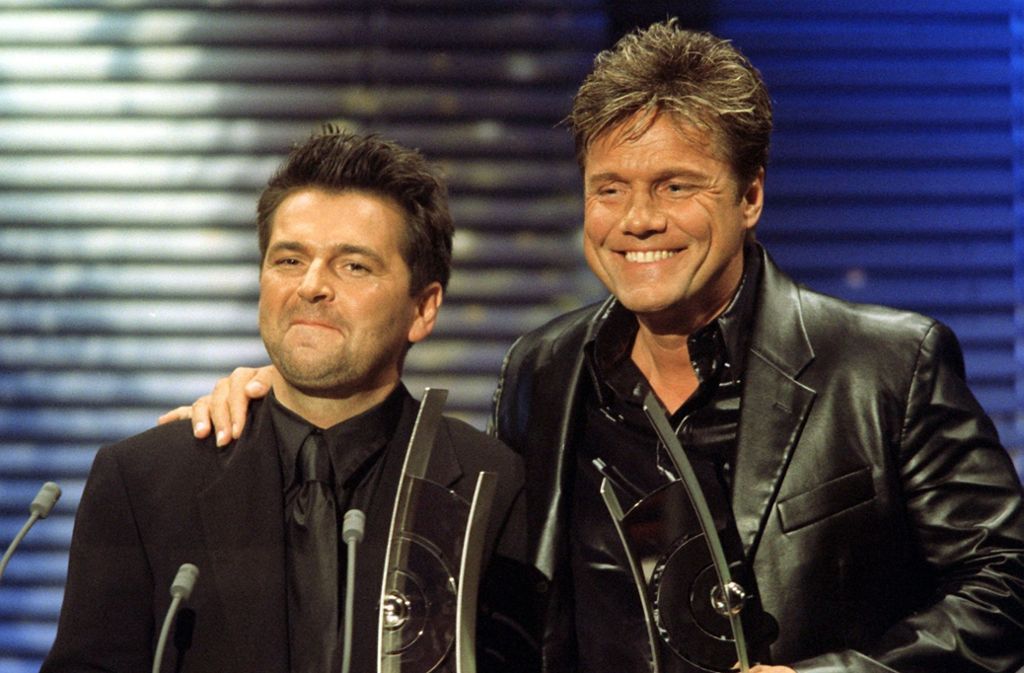 Thomas Anders und Dieter Bohlen nach ihrem Comeback als Modern Talking 1999.