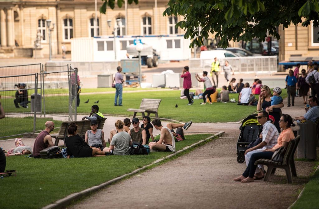 Ein gewohntes Bild: Entspannen am Schlossplatz gehört für Bewohner der Kesselstadt im Sommer zum ultimativen Pflichtprogramm.