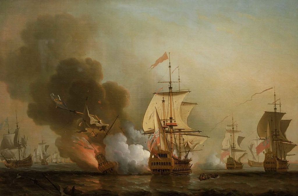 Die „San Jose“ explodiert während der Schlacht vor Cartagena am 28. Mai 1708.