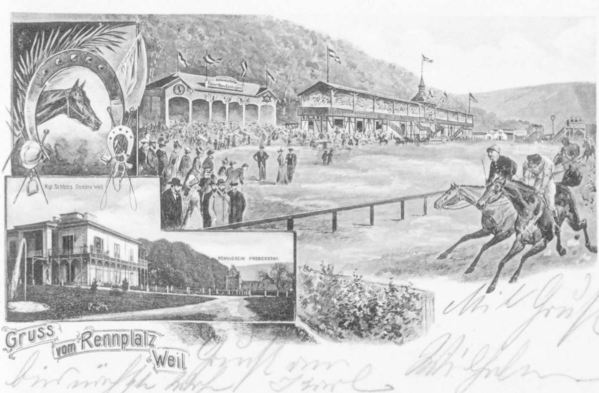 Spannung lag in der Luft: Auf zahlreichen Postkarten sandten ide Adressaten Grüße von der Pferderennbahn in Weil an die Daheimgebliebenen.