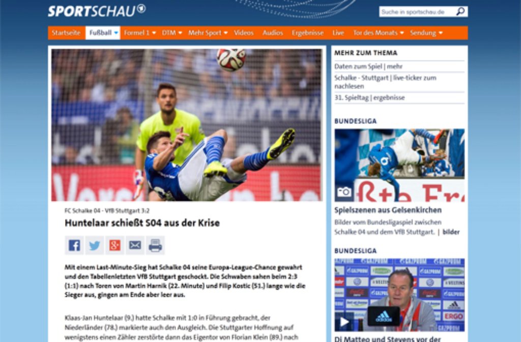 Das schreibt Sportschau.de