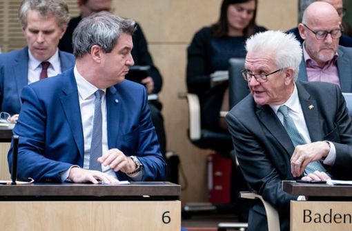 Markus Söder und Winfried Kretschmann im Bundesrat. Foto: dpa/Kay Nietfeld