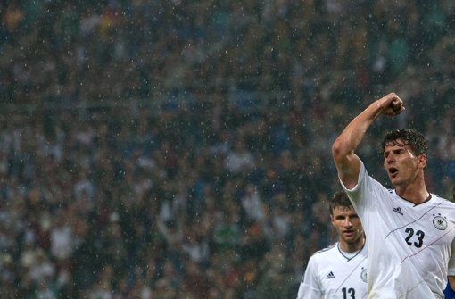 Gomez bejubelt seinen Siegtreffer gegen Portugal. Foto: dpa