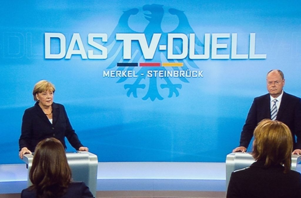 Das einzige Fernsehduell zwischen Steinbrück und Merkel sehen zu bester Sendezeit am 1. September mehr als 17,6 Millionen Zuschauer.