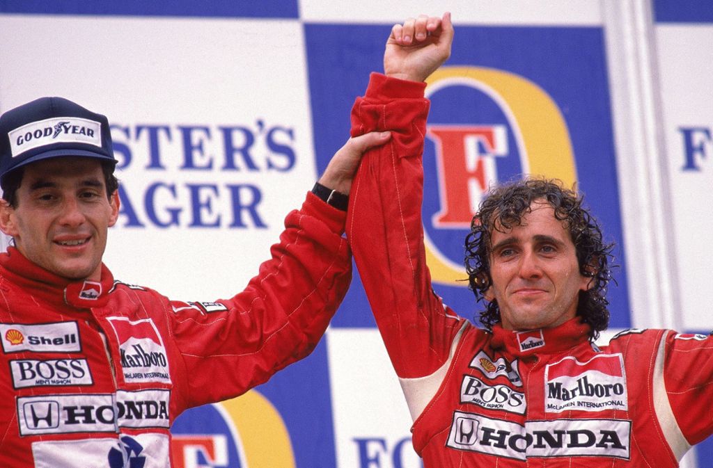 Prost ist mit vier WM-Titeln und 51 Grand-Prix-Siegen der erfolgreichste Franzose in der Formel 1 – und seine Duelle mit seinem Erzfeind Ayrton Senna (li.) sind geradezu legendär.
