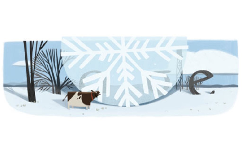 28. Januar 2012: 38 Zentimeter Durchmesser soll die Schneeflocke gehabt haben, die 1887 im US-Staat Montana vom Himmel fiel. Sie steht bis heute im Guinnessbuch der Rekorde als die größte Schneeflocke der Welt. 125 Jahre war das am 28. Januar 2012 her - Grund genug für einen hübsch animierten Google Doodle.