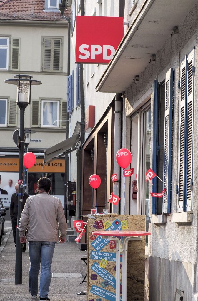 Die SPD feierte in ihrem Abgeordentenbüro in Ludwigsburg.