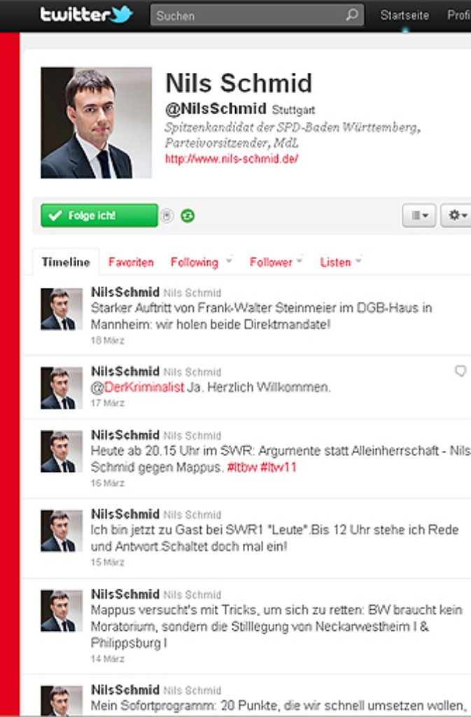 ... Nils Schmid vertreten, die anderen baden-württembergischen Spitzenkandidaten werden ...