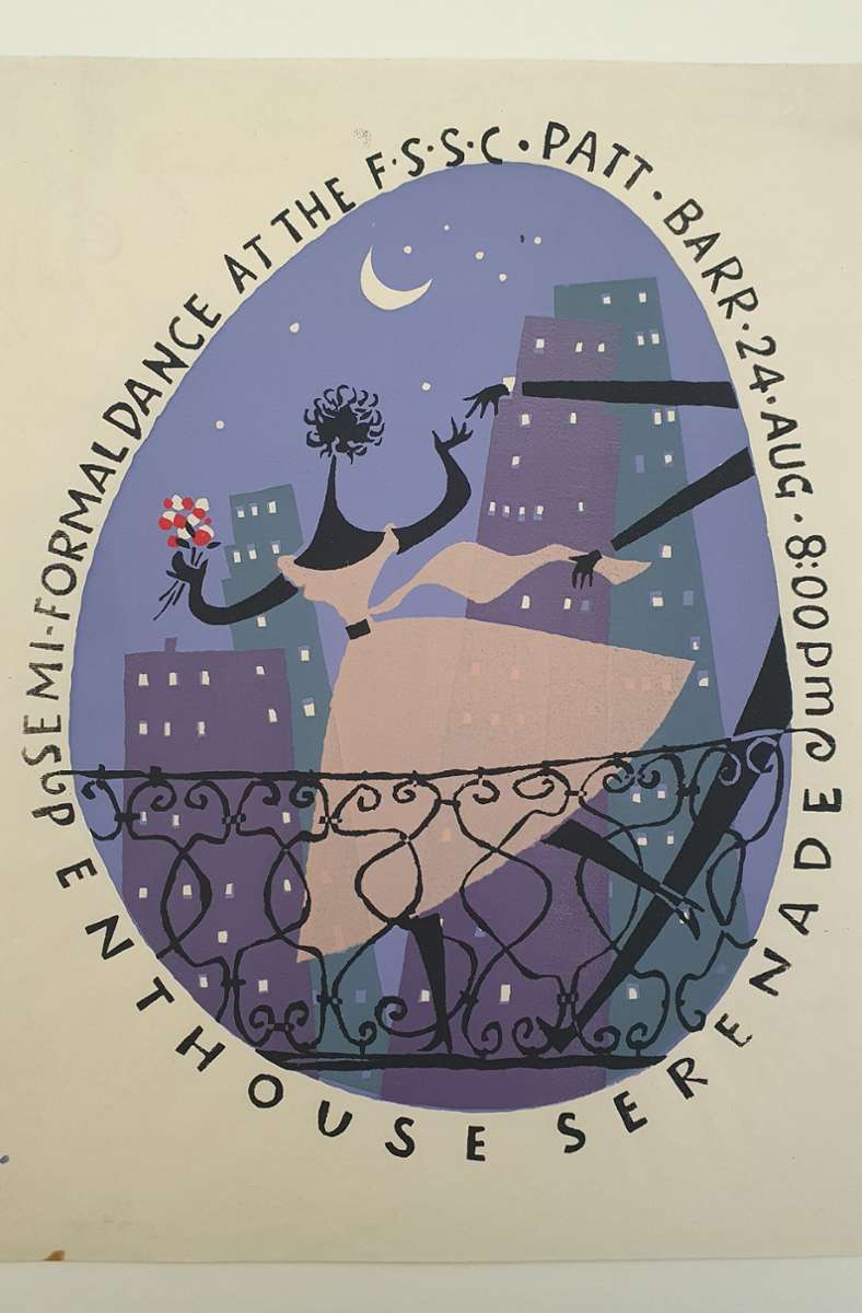 „Penthouse Serenade“, um 1955, Siebdruck in fünf Farben, oval, Kurpfälzisches Museum Heidelberg