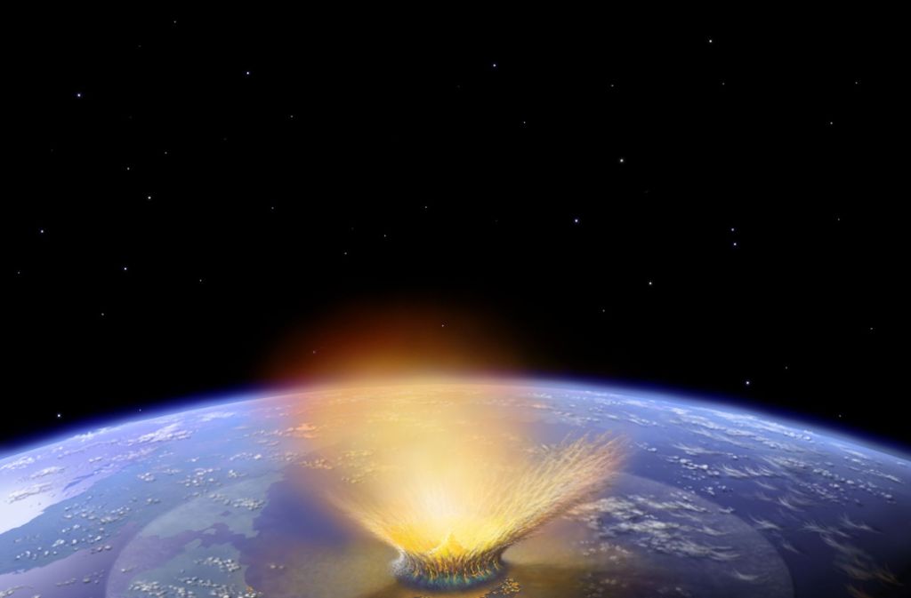 Vor 66 Millionen Jahren: Ein Asteroid mit einem Durchmesser von 15 Kilometern und einem Gewicht von 3000 Milliarden Tonnen raste mit einer Geschwindigkeit von 20 Kilometern in der Sekunde auf die Erde zu. Auf der Halbinsel Yucatán im heutigen Mexiko schlug er ein.