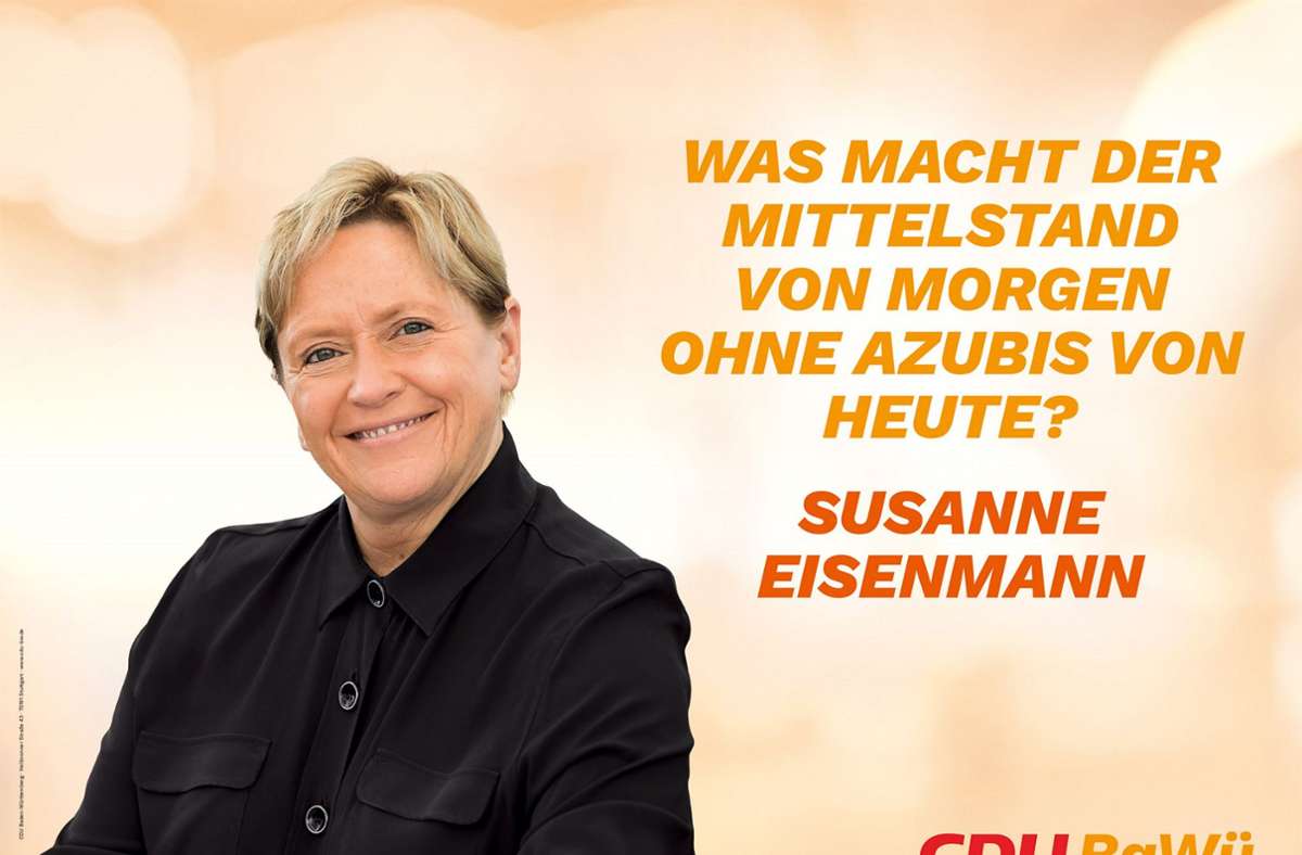 Werbung der CDU mit Ministerin Susanne Eisenmann
