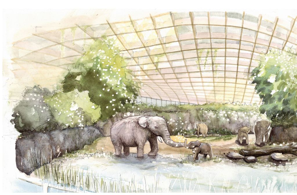 Die Skizze der Sieger-Bietergemeinschaft verschafft einen ersten Eindruck davon, wie die Elefantenwelt einmal aussehen könnte.