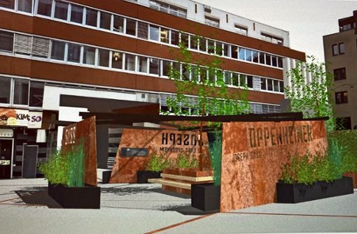 Eine Visualisierung des Erinnerungsortes am Joseph-Süß-Oppenheimer-Platz aus der Denkschmiede  „Design und mehr GmbH“    von Herwig Schneider. Foto: /Martin Haar