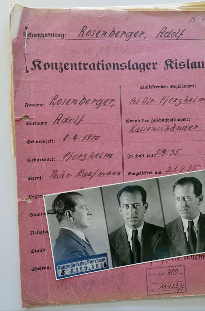 Die KZ-Akte von Adolf Rosenberger aus dem Jahr 1935
