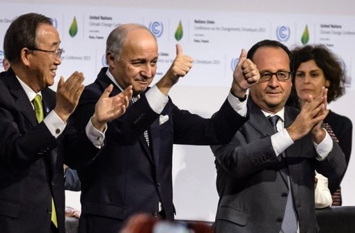 Die Politik feiert den Erfolg des UN-Klimagipfels. Foto: AFP