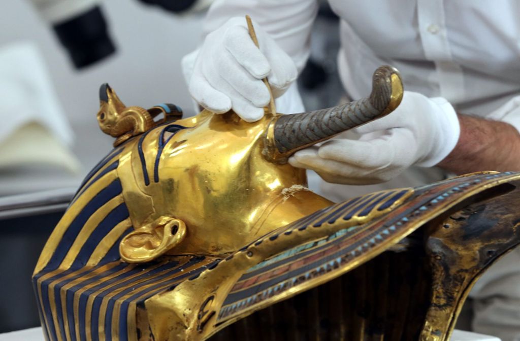 Die goldene Totenmaske von Pharao Tutanchamun.
