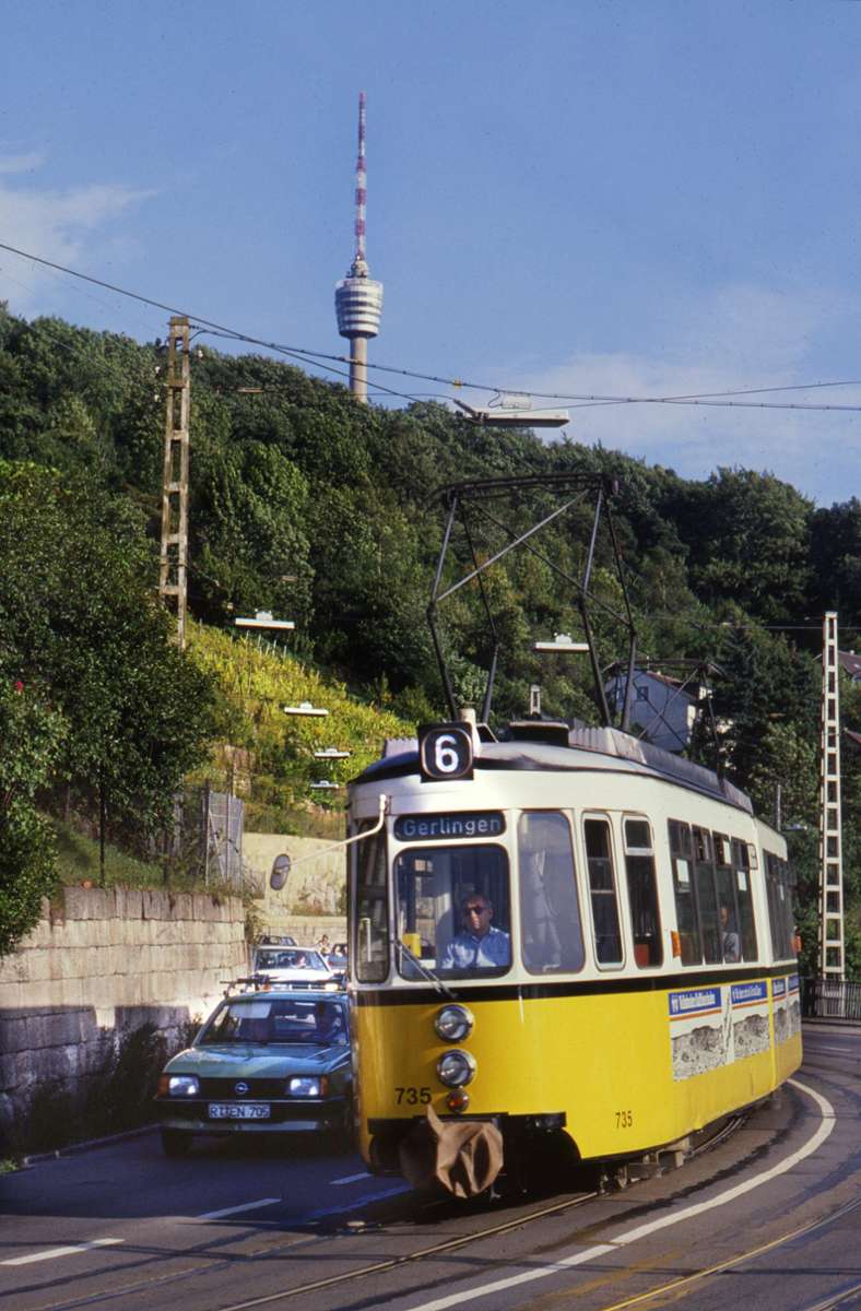 Bis 1987 fuhr die Straßenbahn auf der Neuen Weinsteige.