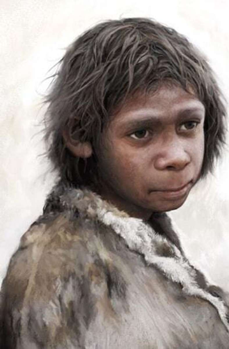 Rekonstruktion eines Neandertaler-Kindes.