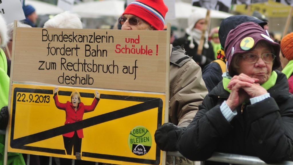 Demo gegen Stuttgart 21: Projektgegner rufen „Merkel weg“