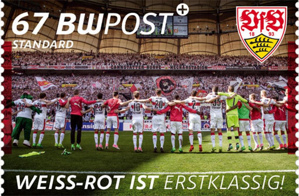 Die Sondermarke der BW-Post zum Aufstieg des VfB Stuttgart in die ersten Bundesliga gibt es seit Montag zu kaufen.