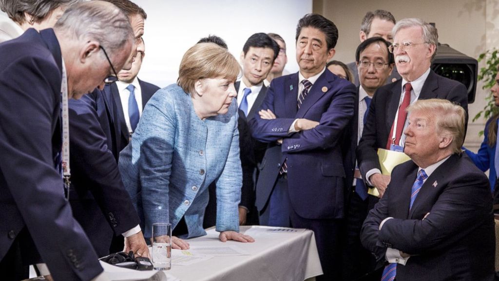 G7-Gipfel in Kanada: Foto von Merkel und Trump sorgt im Netz für Furore
