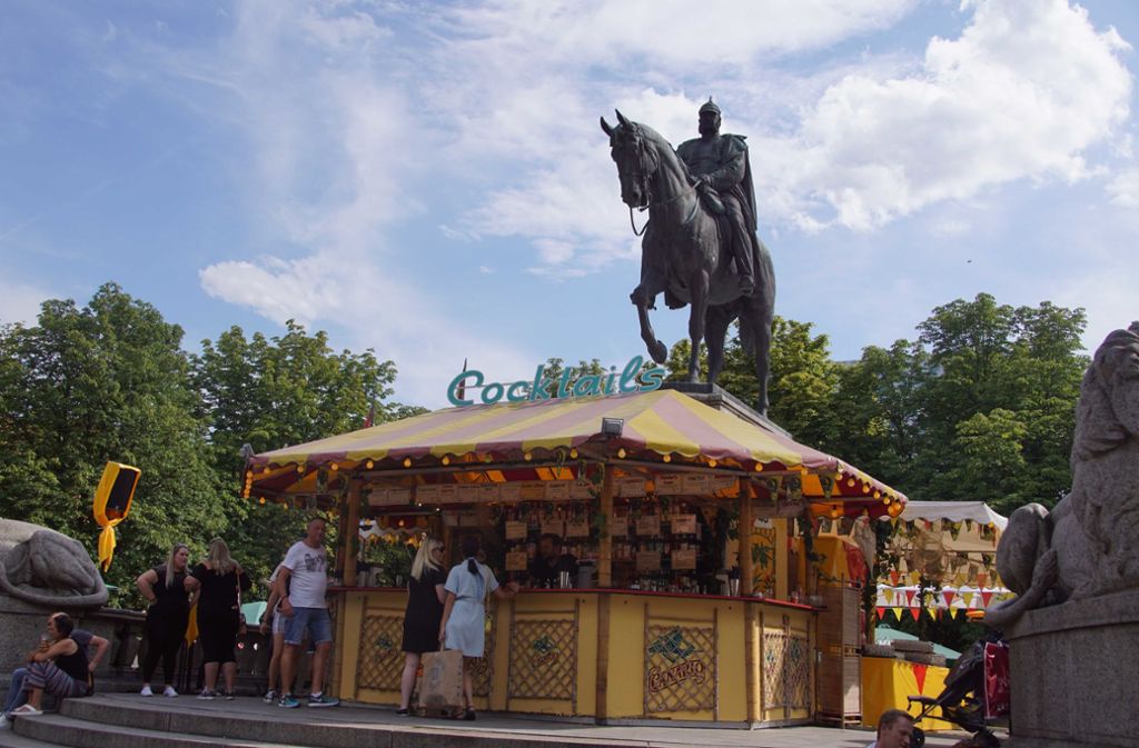 Unter der Statue Kaiser Wilhelms I. ist auch am Samstag gefeiert worden.