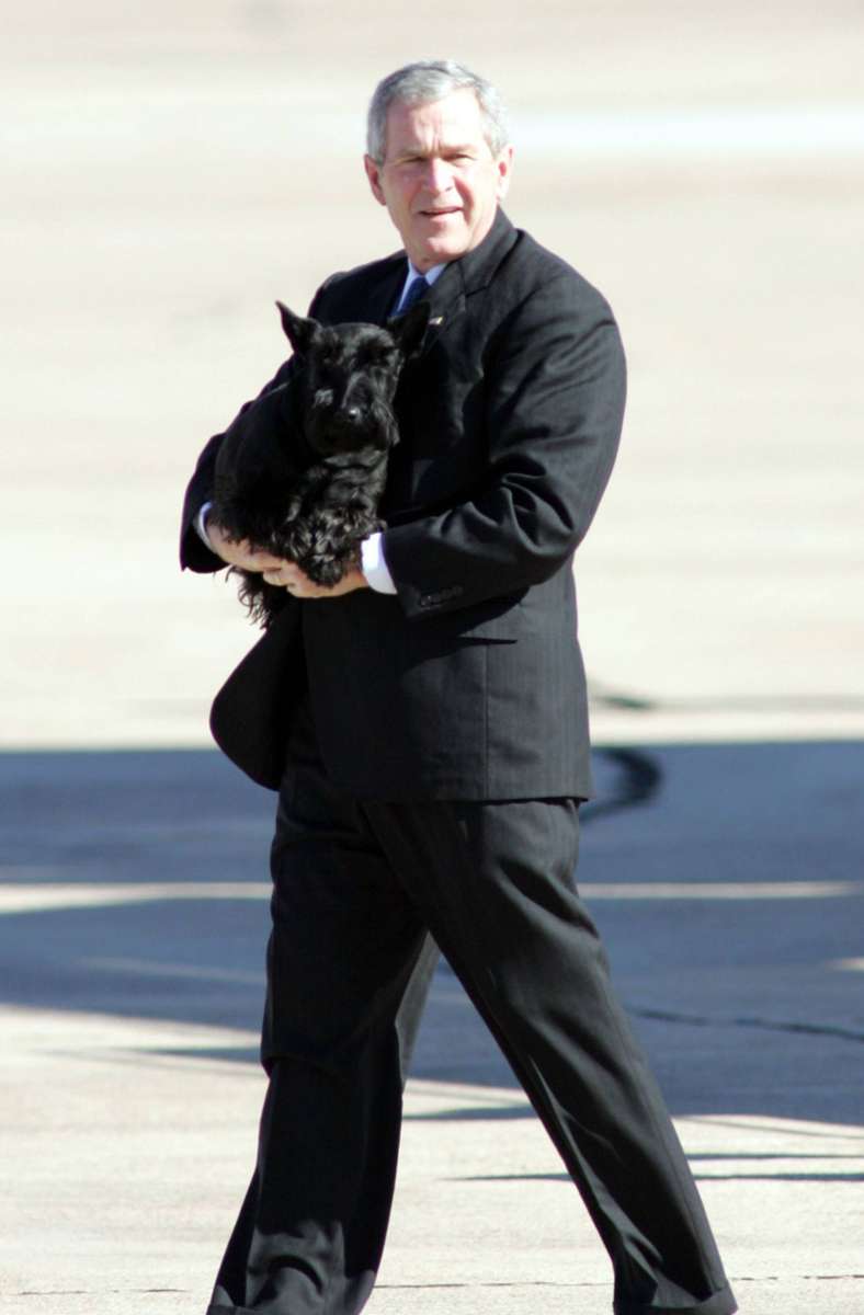 George W. Bushist ein großer Hundefreund. Scotch-Terrier Barney machte sich beim Personal des Weißen Hauses allerdings unbeliebt: Er galt als bissig. Mehrere Journalisten lernten Barneys Zähne kennen.