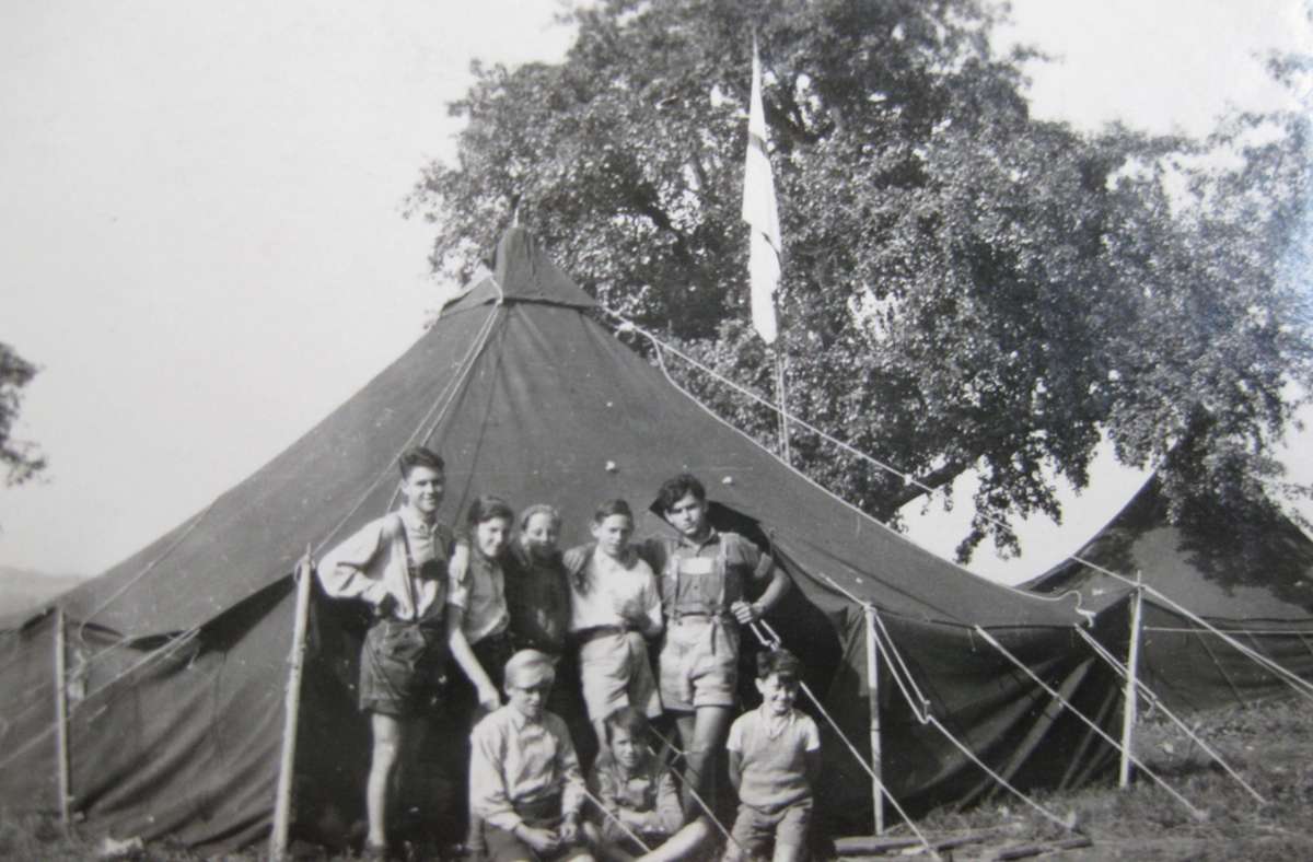 Sommerlager in Birnau im Jahr 1948 der Hofener Pfadfinder.