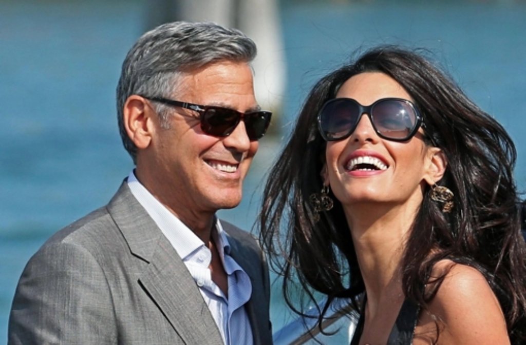 In Venedig angekommen: George Clooney und Amal Alamuddin feiern ihre Hochzeit am Lido.