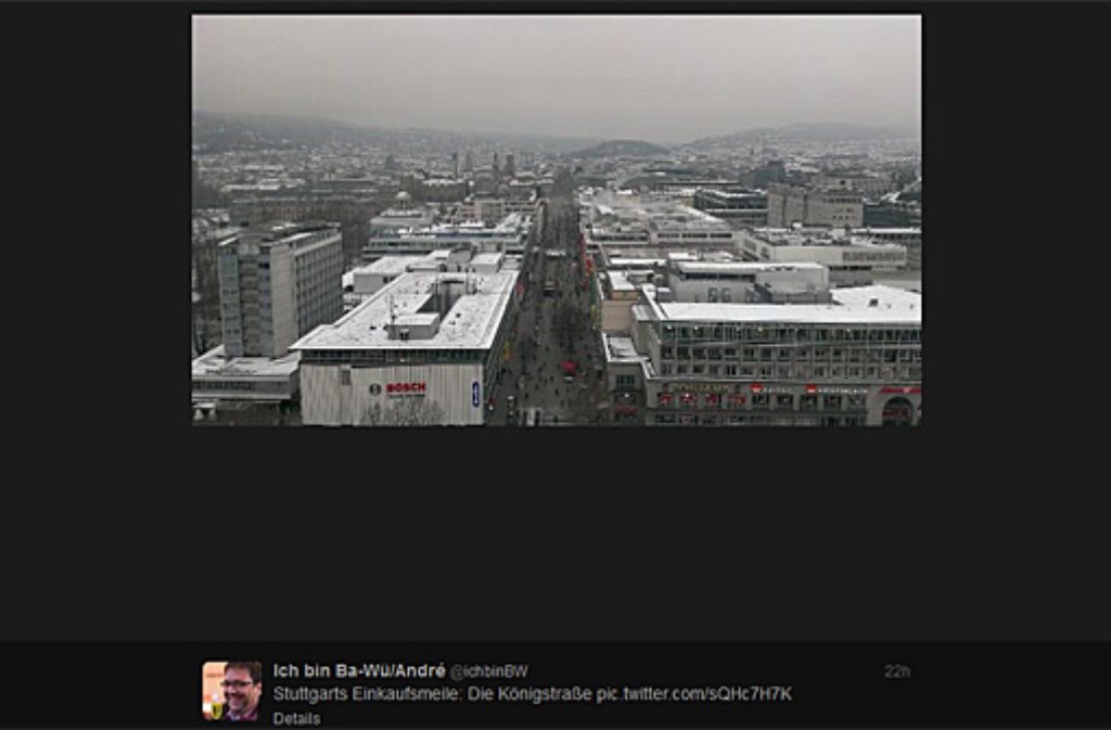 ... Bilder seines Streifzugs durch die Landeshauptstadt unter dem Account @ichbinBW:"Stuttgarts Einkaufsmeile: Die Königstraße."