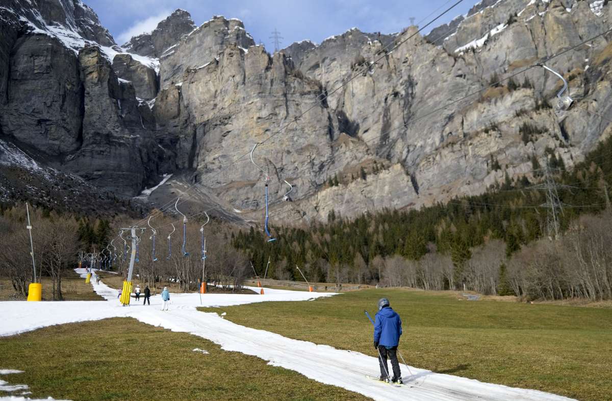 In vielen niedrig gelegenen Skigebieten der Schweiz sieht es Ende Dezember so aus wie hier in Leukerbad.