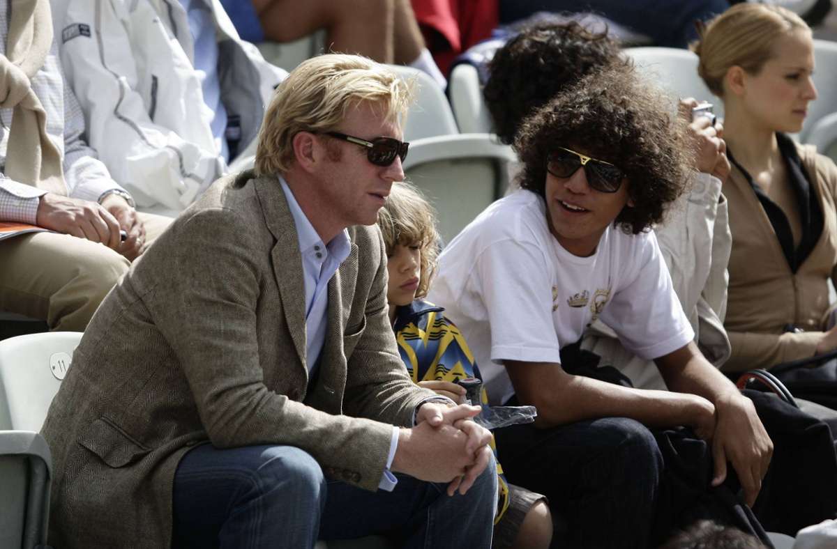 Boris Becker und seine Söhne Noah  (r.) und Elias beim Mercedes Cup 2008 in Stuttgart. Foto: imago sportfotodienst/imago sportfotodienst