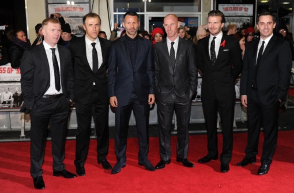 Die "Super Six" von Manchester United: Paul Scholes, Phil Neville, Ryan Giggs, Nicky Butt, David Beckham und Gary Neville.