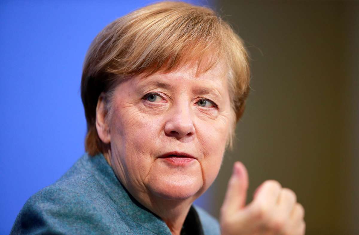 Familien berichten der Bundeskanzlerin Angela Merkel in einer Videoschalte über ihre Situation im Lockdown. (Archivbild) Foto: dpa/Hannibal Hanschke