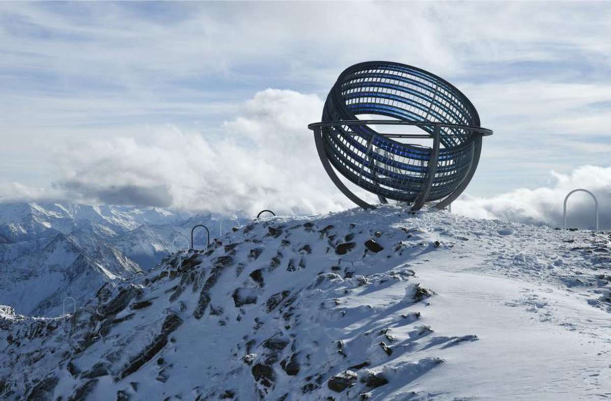 Das neue Kunstwerk von Olafur Eliasson befindet sich auf 3012 Meter Höhe über der hochalpinen Grawand-Grat.  800 000 Euro hat das  Projekt gekostet,  finanziert durch Spenden. Foto: Oskar DaRiz