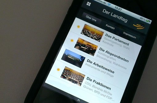 Mit einer App fürs iPhone informiert des baden-württembergische Landtag darüber, was die Abgeordneten so treiben. Foto: SIR