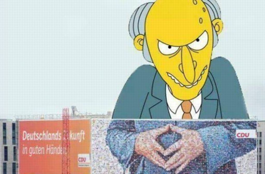 Burns aus der Comicserie „The Simpsons“ hat die Kreativität im Netz angeregt. Es folgten etliche weitere Merkel-Montagen. Einige zeigen wir in der folgenden Bilderstrecke.