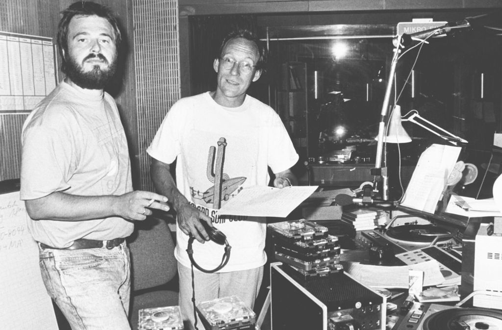 So wurde er zur Radiolegende: Thomas Schmidt (links) 1989 mit Stefan Siller bei der Hörerhitparade Top Tausend X.
